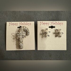 Happy Holidays brooch and earring set